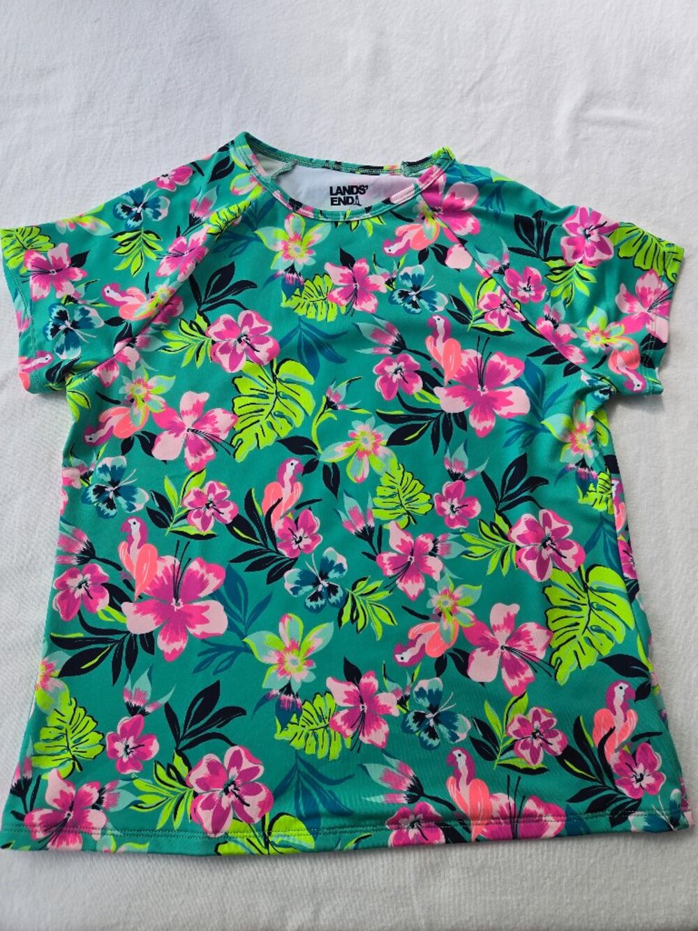 Kids Plus Lands’ End Tropical Print Rashguard Size L 10-12 NWOT